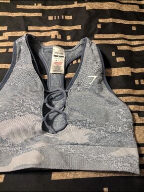 Gymshark Light Blue Lace-Up Racerback Sports Bra